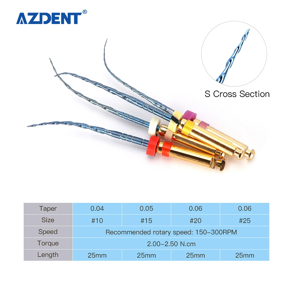 Azdent Dental File Endodontic Engine Use Niti Rotary File for Root Canal 25mm, #10-20 Blue