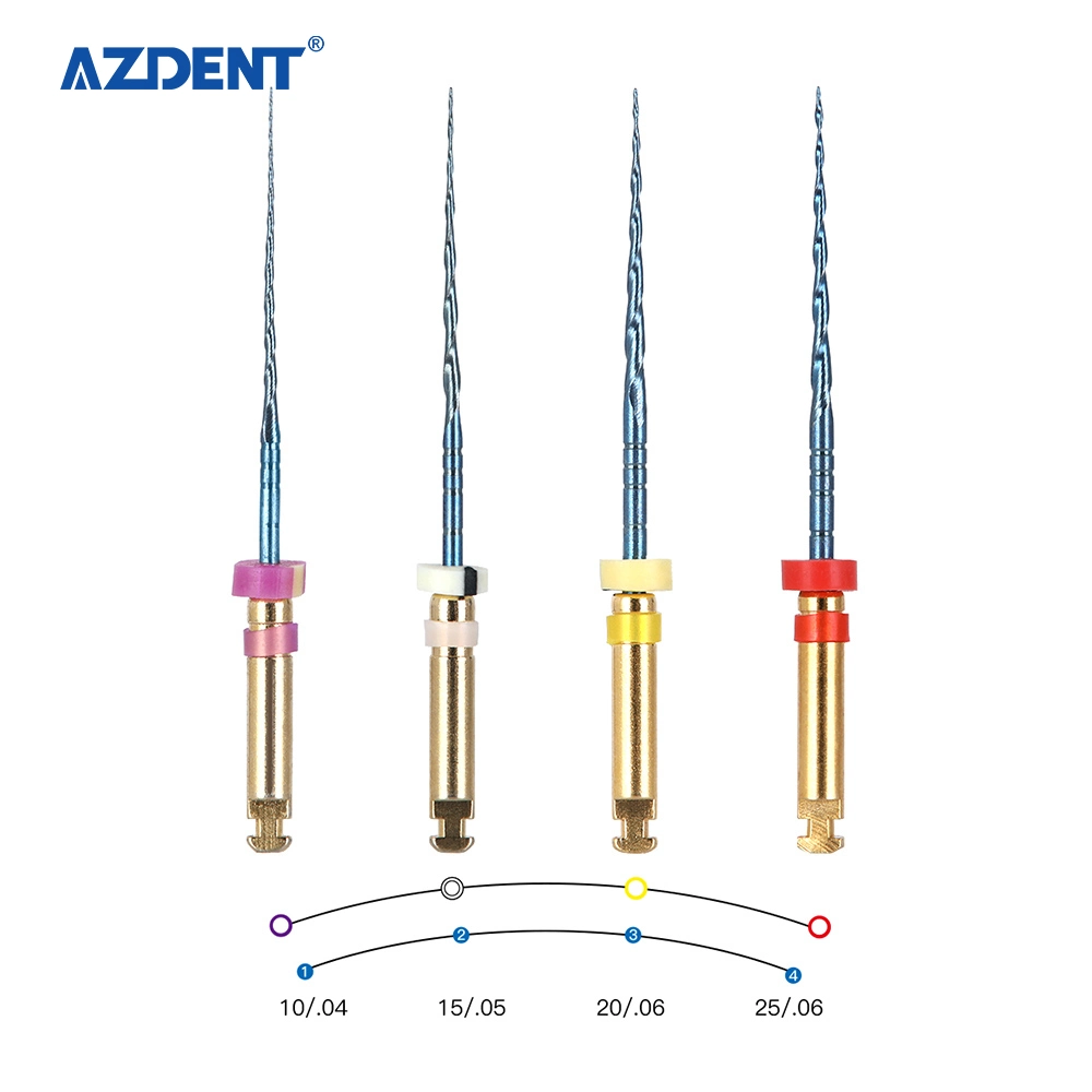 Azdent Dental File Endodontic Engine Use Niti Rotary File for Root Canal 25mm, #10-20 Blue