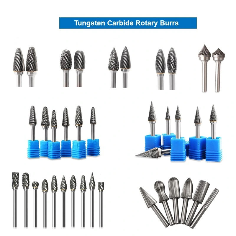 1/8&prime;&prime; Shank Solid Carbide Burrs, Rotary Cutters, Rotary Files with 3mm, 6mm, 8mm, 10mm, 12mm, 16mm Shank Diameter with Single or Double Cutters
